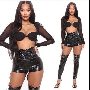 Who’s That Girl Lace Up Faux Leather Pants - Black